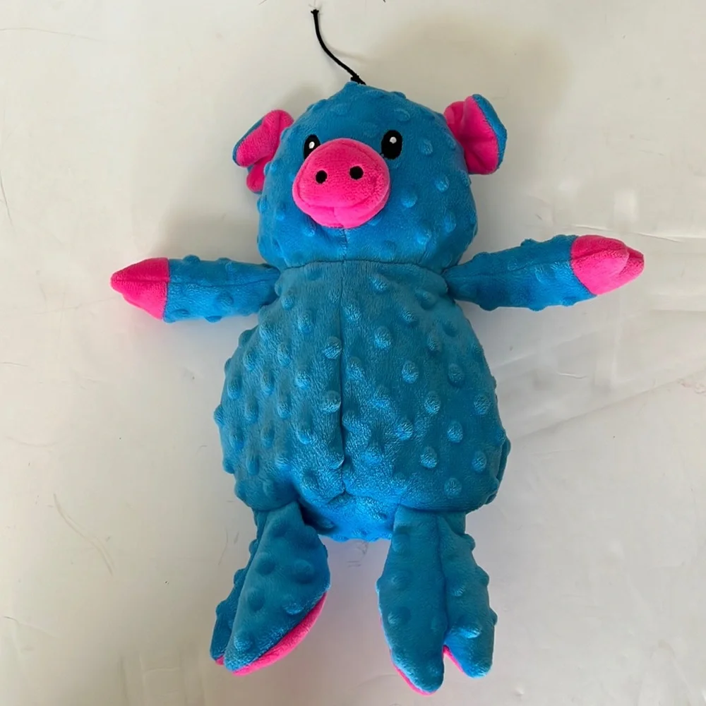 Petlou Inc Blue and Punk Plush Bear Squeaking Dog Toy